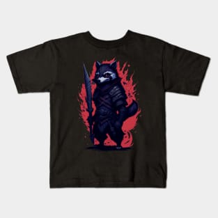 Raccoon Ninja Illustration Kids T-Shirt